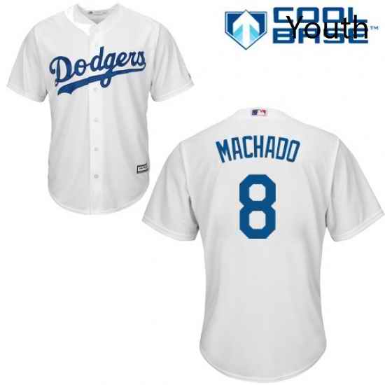 Youth Majestic Los Angeles Dodgers 8 Manny Machado Authentic White Home Cool Base MLB Jersey